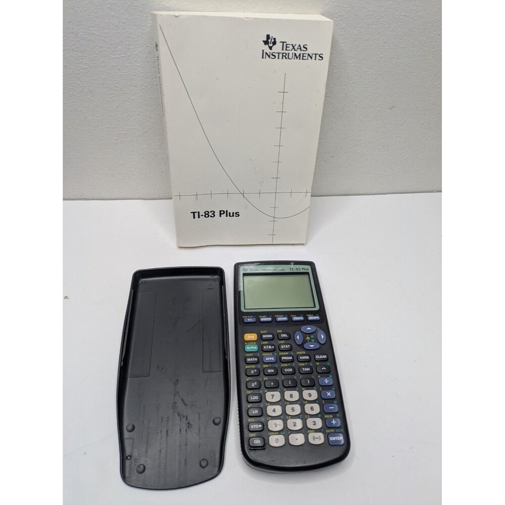 Texas Instruments TI-83 Plus Graphing Calculator W/Cover And Manual Tested Works